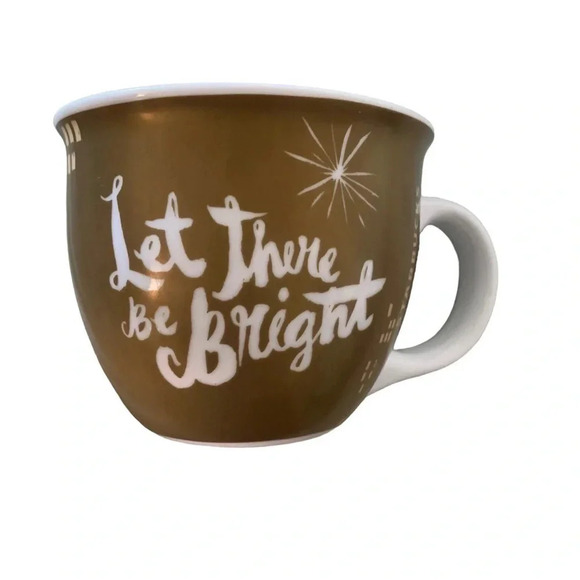 Starbucks Let there be Bright 14 oz gold and white coffee cup - Picture 1 of 3